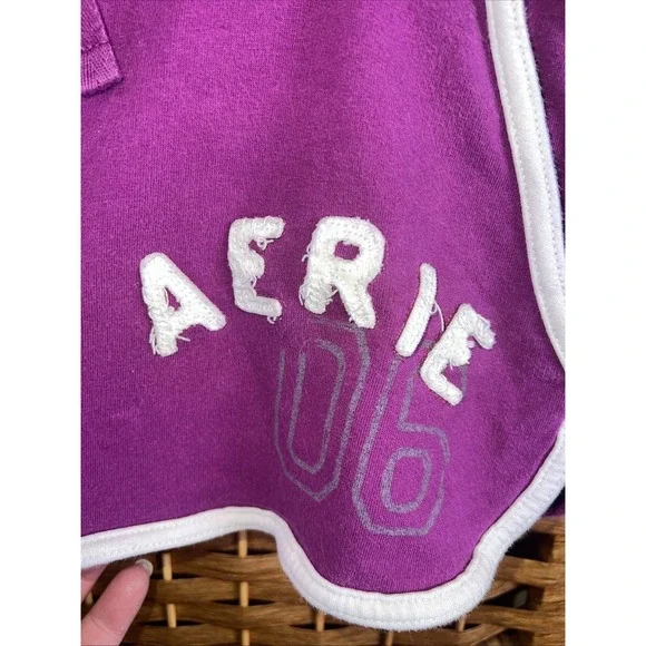 Vintage Aerie Juniors Size Lg Sweat Athletic Shortie Purple Shorts - Picture 3 of 7